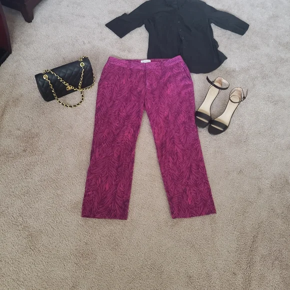 Coldwater Creek 10 tropical print pockets natural fit 98% cotton pant - Picture 6 of 6